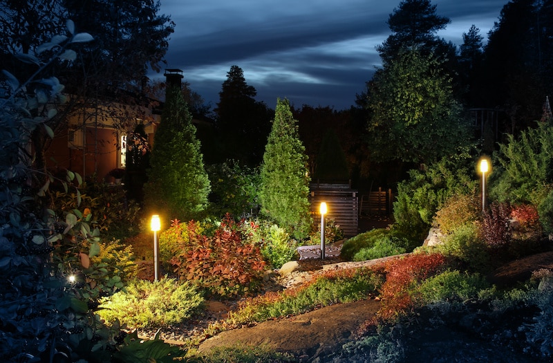 Illuminated home garden path patio lights autumns